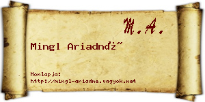 Mingl Ariadné névjegykártya